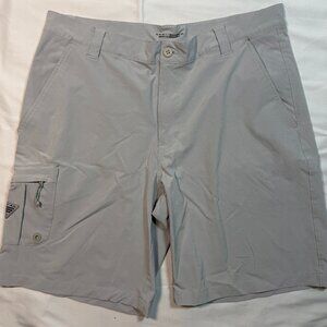 Columbia PFG Terminal Tackle Shorts Mens 36 Gray OmniShield Fishing Hybrid Tech